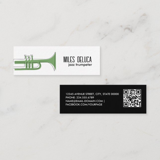 Minitarjeta De Visita Código Qr para profesores de marionetas de jazz (Anverso / Reverso)