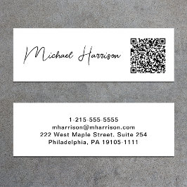 Minitarjeta De Visita Código QR profesional de script moderno