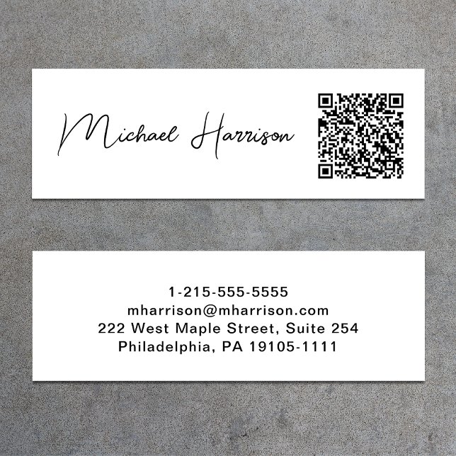 Minitarjeta De Visita Código QR profesional de script moderno (Capture attention, make connections, and leave a lasting impression with our QR code business card)