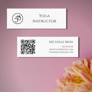 Minitarjeta De Visita Código QR Símbolo Om del instructor de yoga