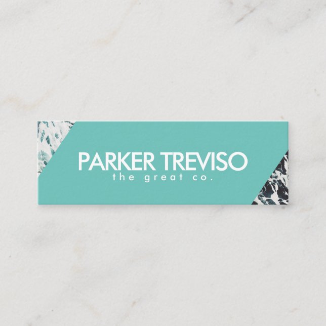 Minitarjeta De Visita Color simple del océano (Anverso)