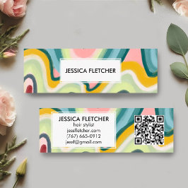 Minitarjeta De Visita Coloridas franjas onduladas Código Guay QR Minimal