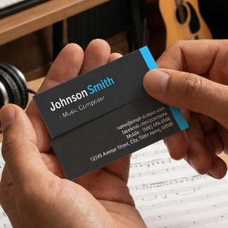 Minitarjeta De Visita Compositor de música - Personal Aqua Blue Mini