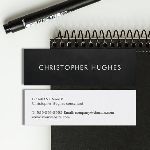 Minitarjeta De Visita Consultor blanco negro simple minimalista