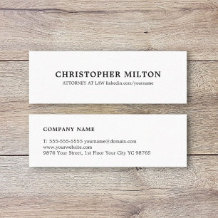 Minitarjeta De Visita Consultor blanco y negro elegante minimalista
