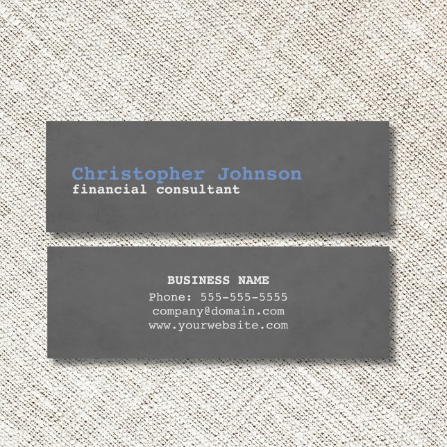 Minitarjeta De Visita Consultor moderno de textura simple gris azul (Subido por el creador)
