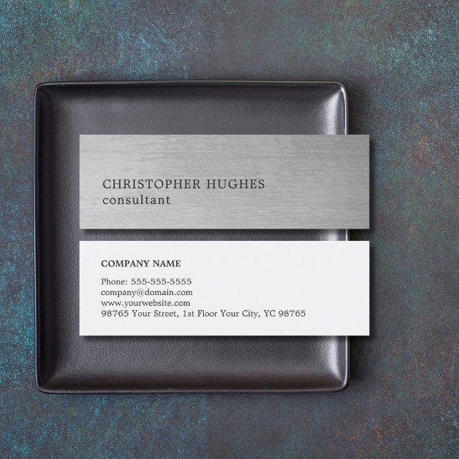 Minitarjeta De Visita Consultor moderno elegante de gris textura (Subido por el creador)