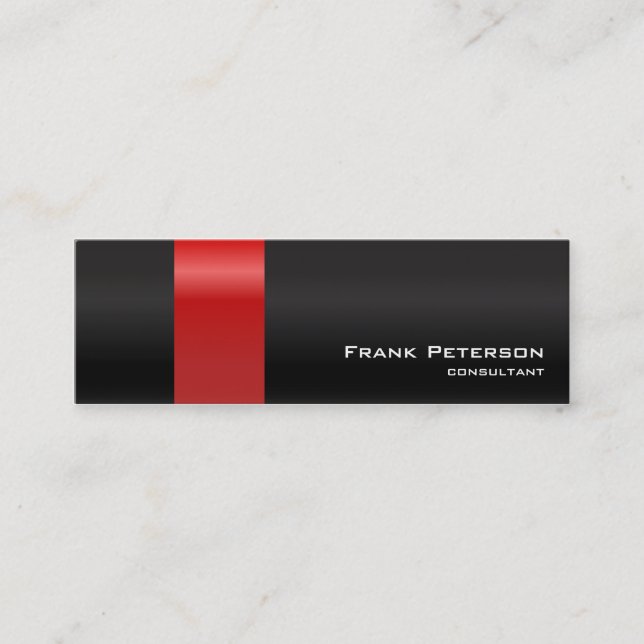 Minitarjeta De Visita Consultor negro rojo simple elegante moderno (Anverso)