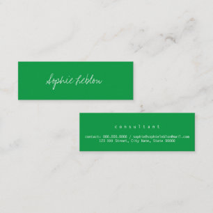 Minitarjeta De Visita Consultor verde elegante de caligrafía simple