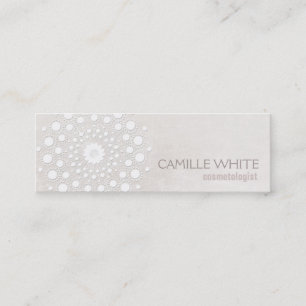Minitarjeta De Visita Cosmetología Círculo Blanco Textura Marfil Elegant