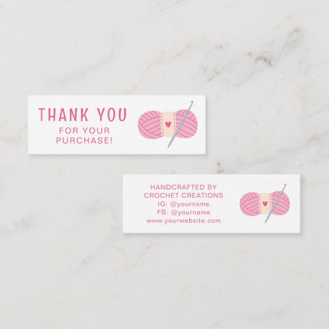 Minitarjeta De Visita Crochet Gracias A La Pequeña Empresa Crochet (Anverso / Reverso)