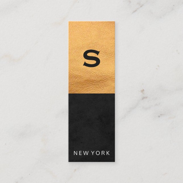 Minitarjeta De Visita Cuero falso de moda y negro brillante (Anverso)