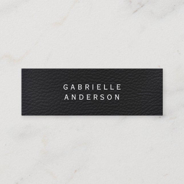 Minitarjeta De Visita Cuero negro elegante profesional (Anverso)