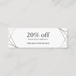 Minitarjeta De Visita Cupón de descuento del patrón geométrico plateado 
