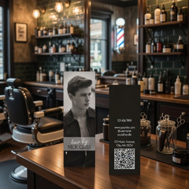 Minitarjeta De Visita Custom Barber Contact Card with QR Code (Subido por el creador)