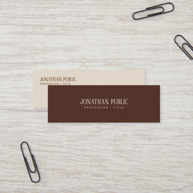 Minitarjeta De Visita Custom Modern Stylish Brown & Beige Template Mini (Anverso/Reverso In Situ)