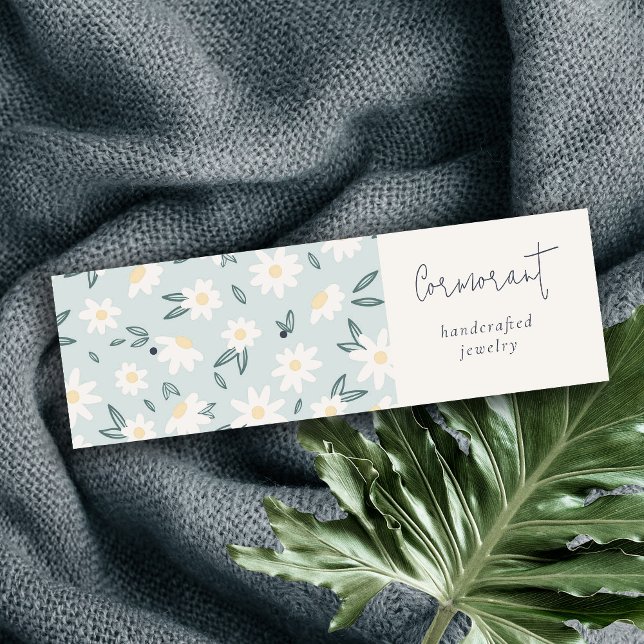 Minitarjeta De Visita Cute Daisy Floral Aqua Blue Script Holder (Subido por el creador)