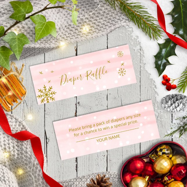 Minitarjeta De Visita Cute Snowflakes Winter Baby Shower Diaper Raffle M (Subido por el creador)