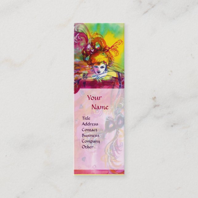 Minitarjeta De Visita DAMA CON GATO NEGRO / Ball veneciano de baile de m (Anverso)