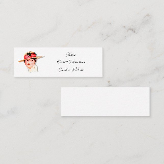Minitarjeta De Visita Dama de época en Gorra de paja  (Anverso / Reverso)