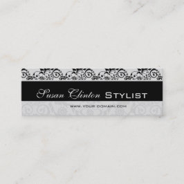 Minitarjeta De Visita Damasco de encaje blanco y negro