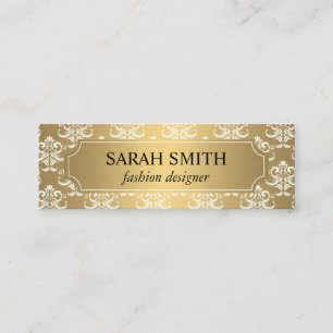 Minitarjeta De Visita Damasco elegante / Metálico de oro