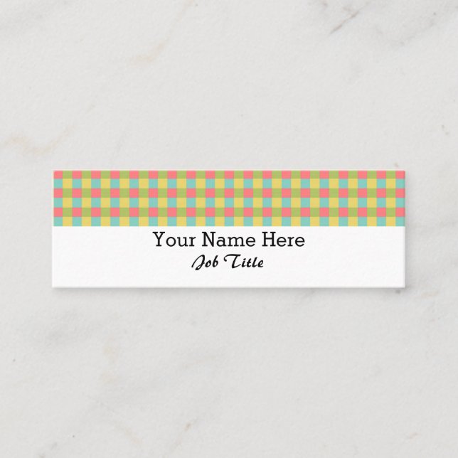 Minitarjeta De Visita Dazzle Check franja blanca delgado (Anverso)