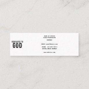 MINITARJETA DE VISITA DEDICADO A DIOS PERSONALIZABLE GUAY TEXTO NEGRO
