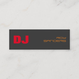 Minitarjeta De Visita Delgado DJ Elegante Fondo Gris Rojo Naranja