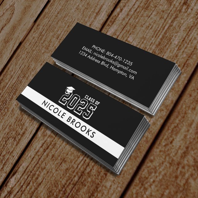 Minitarjeta De Visita Denominación de información de contacto de la clas (Black Graduation Class of Contact Info Name Mini Business Card
)