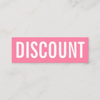 Minitarjeta De Visita Descuento minimalista moderno rosa negrita
