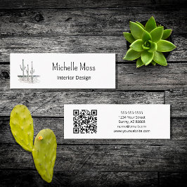Minitarjeta De Visita Desert Cactus Código QR Diseño interior Minimalist