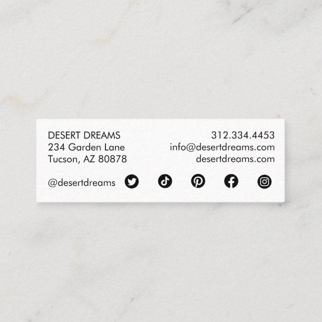 Minitarjeta De Visita Desierto de flores moradas Cactus foto viaje (Reverso)