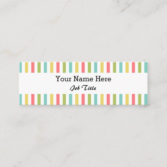 Minitarjeta De Visita Deslumbre flaco blanco clásico de la raya (Anverso)