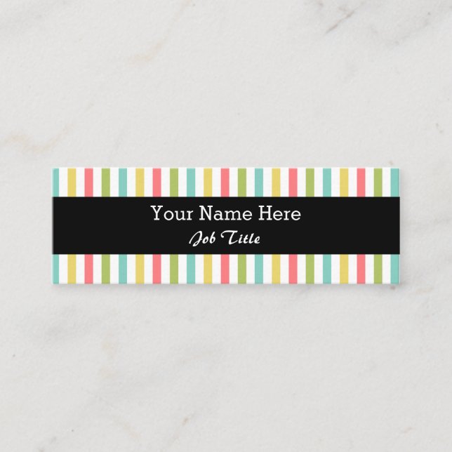 Minitarjeta De Visita Deslumbre flaco negro clásico de la raya (Anverso)