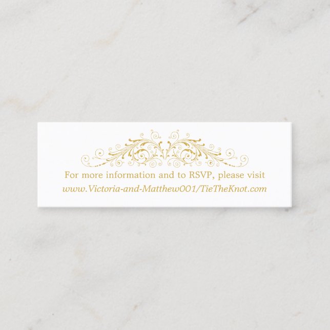 Minitarjeta De Visita Detalles del Boda Faux Gold Flourish Insertar (Anverso)