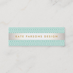 Minitarjeta De Visita Diseñador elegante Moneda moderna y Patrón blanco