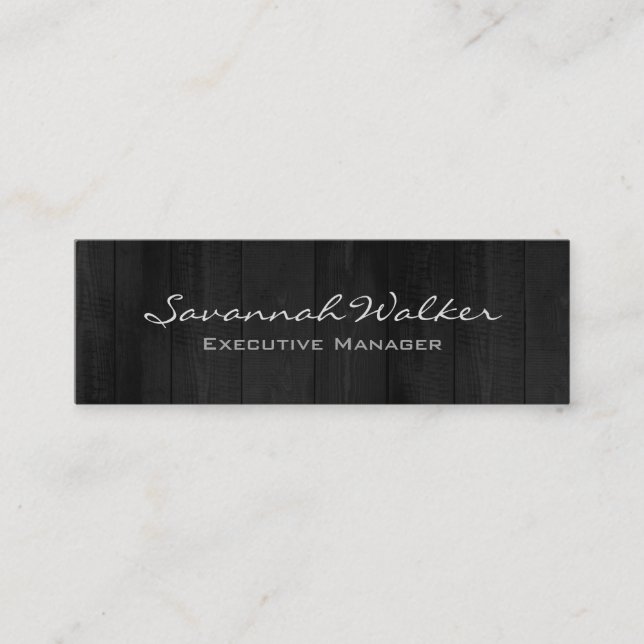 Minitarjeta De Visita Diseño de madera gris delgada Profesional Moderno  (Anverso)