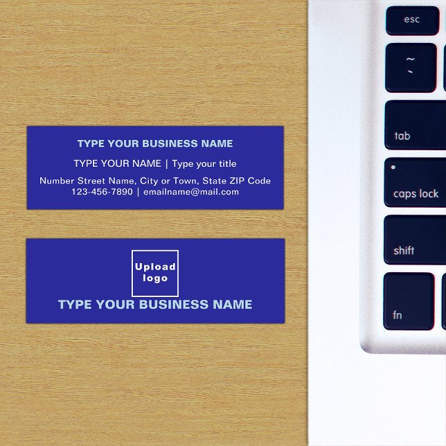 Minitarjeta De Visita Diseño de textos planos en la parte delantera del  (The front and back of the blue mini business card)