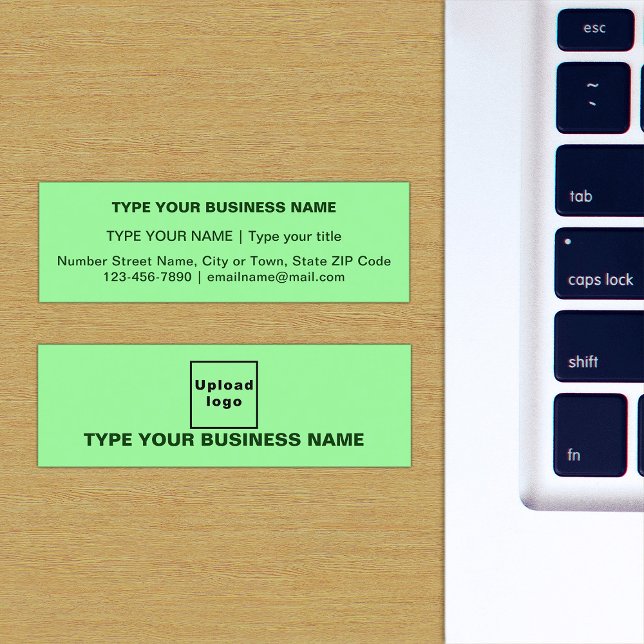Minitarjeta De Visita Diseño de textos simples en el lado frontal del ve (The front and back of the light green mini business card)