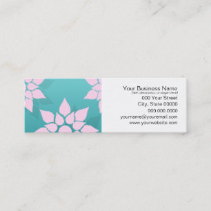 Minitarjeta De Visita Diseño floral suave rosa sobre turquesa
