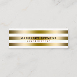 Minitarjeta De Visita Diseño Moderno De Bandas Blancas Y Oro