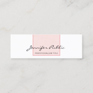 Minitarjeta De Visita Diseño moderno sencillo y elegante en blanco rosad