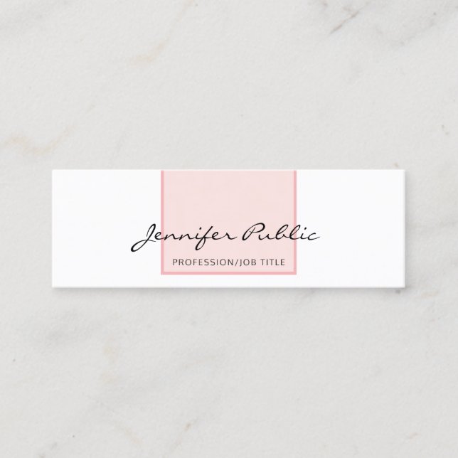 Minitarjeta De Visita Diseño moderno sencillo y elegante en blanco rosad (Anverso)