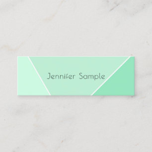 Minitarjeta De Visita Diseño Simple Moderno Verde Menta Elegante Plantil