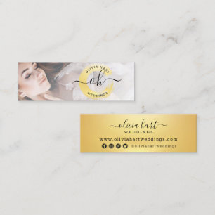 Minitarjeta De Visita Dorado Minimalista Pintura Remolino Logotipo Perso