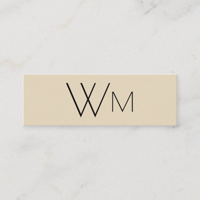 Minitarjeta De Visita Dos monogramas iniciales (Tan / Negro) (Anverso)