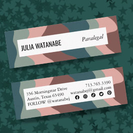 Minitarjeta De Visita Earthy Handmade Wavy Stripes con Iconos Sociales