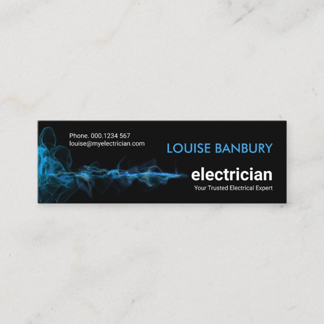 Minitarjeta De Visita Electricista de onda relámpago azul sorprendente (Anverso)