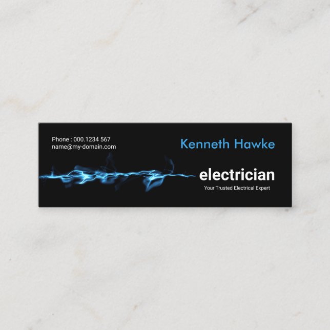 Minitarjeta De Visita Electricista eléctrico azul llamativo del (Anverso)